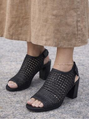 Black Weaved Sandal‎ (3 inch heel) Sonoma booties